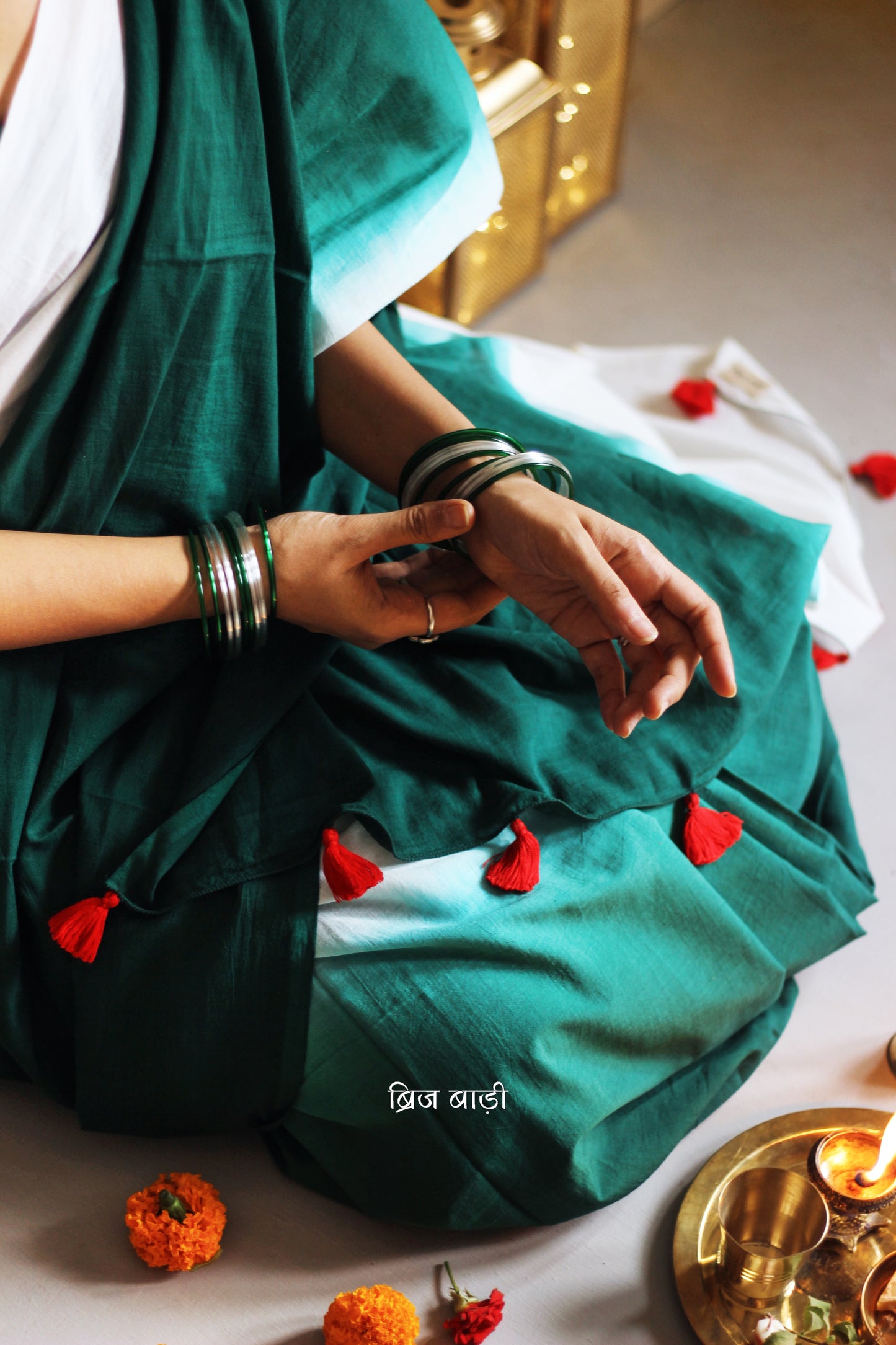 ombre cotton saree with soft gradient dye effect, available in 8 vibrant colours, comes with a free hand block printed blouse piece β lightweight, breathable, and perfect for everyday styling.