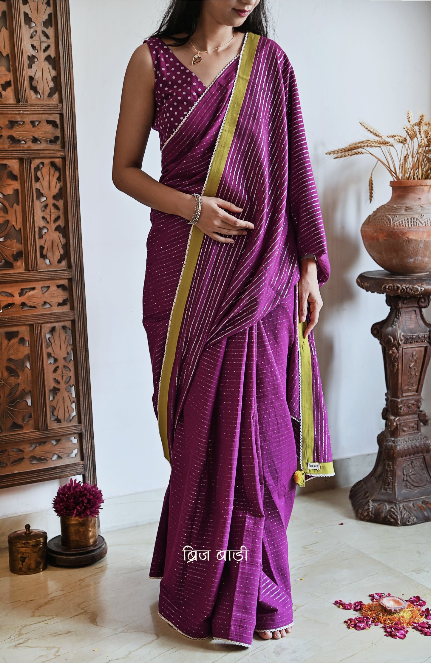 KASHVI- Handcrafted Mulmul Saree