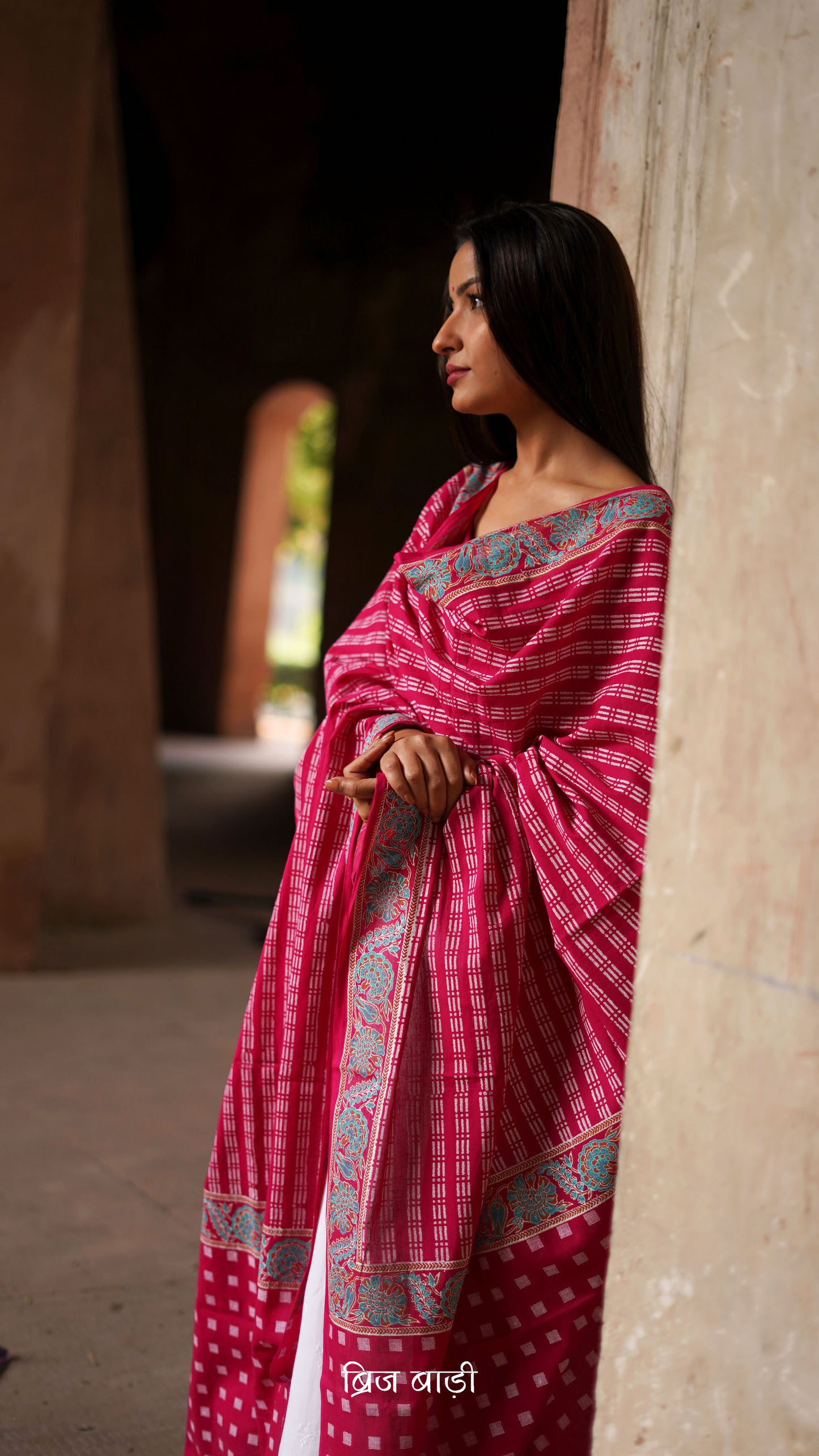 Pink soft and lightweight cotton dupatta by Brij Bari, hand block printed with a striking geometric pattern that adds a touch of artisanal detail. Finished with light blue handmade thread tassels on both ends of the pallu, this dupatta is a vibrant addition to your daily wear—offering a pop of colour, breathable comfort, and effortless style. Free shipping pan India.