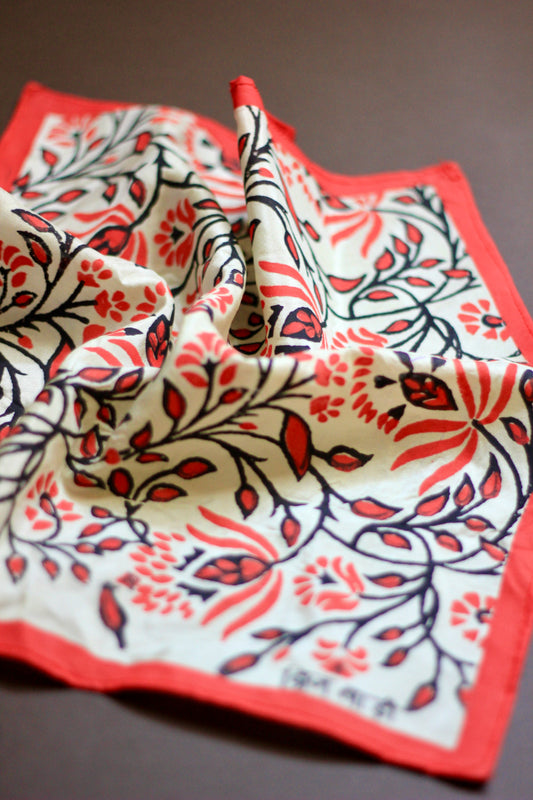 Bodhi Butterscotch Yellow Pure Silk Pocket Square | Hand Block Printed