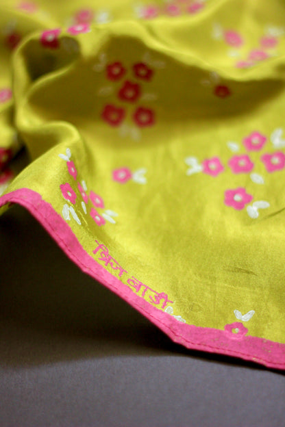 Kuvam Light Green Pure Silk Pocket Square | Hand Block Printed