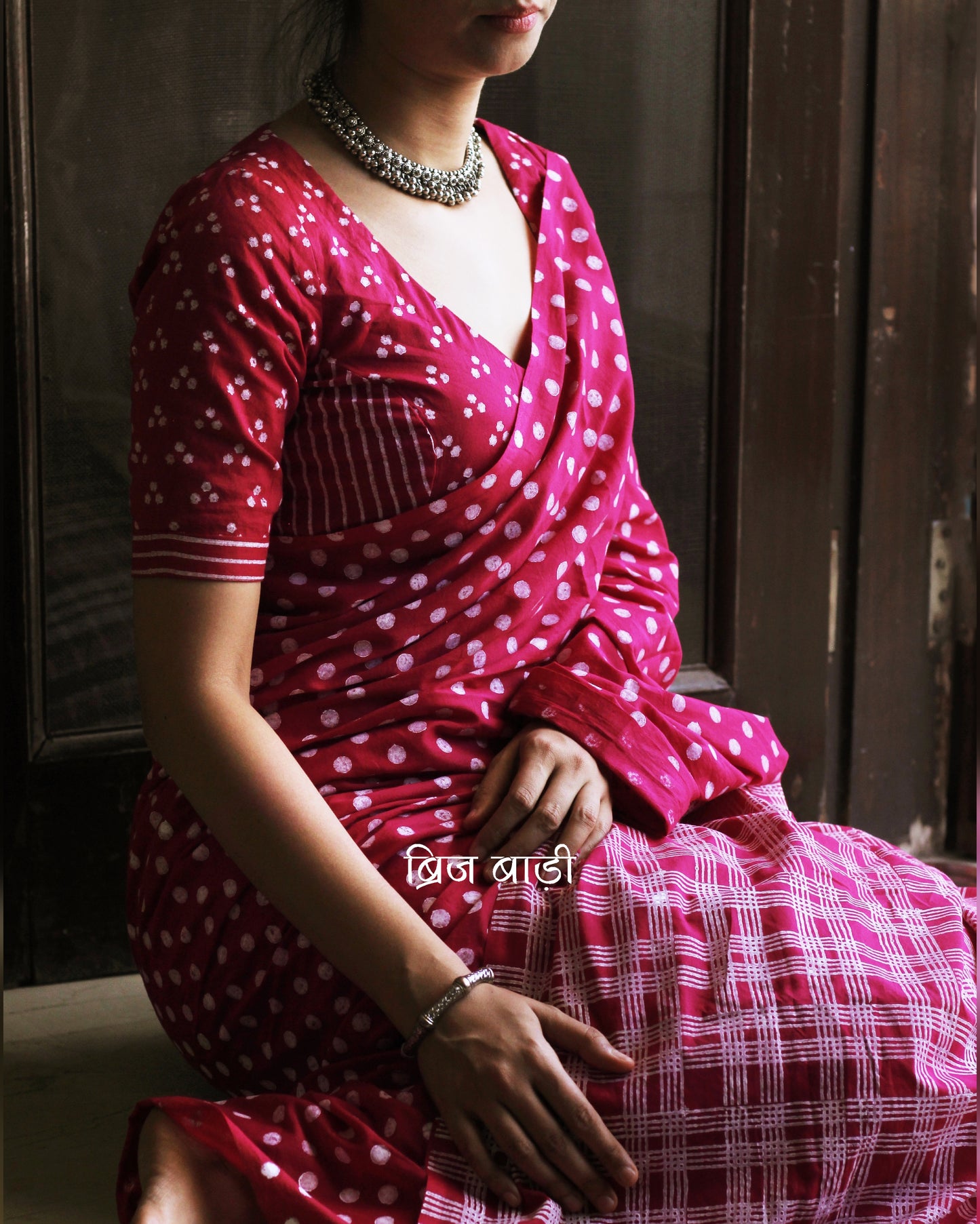Hand Block Printed cotton mulmul pink saree for festivities, office, and daily. All day comfort and style