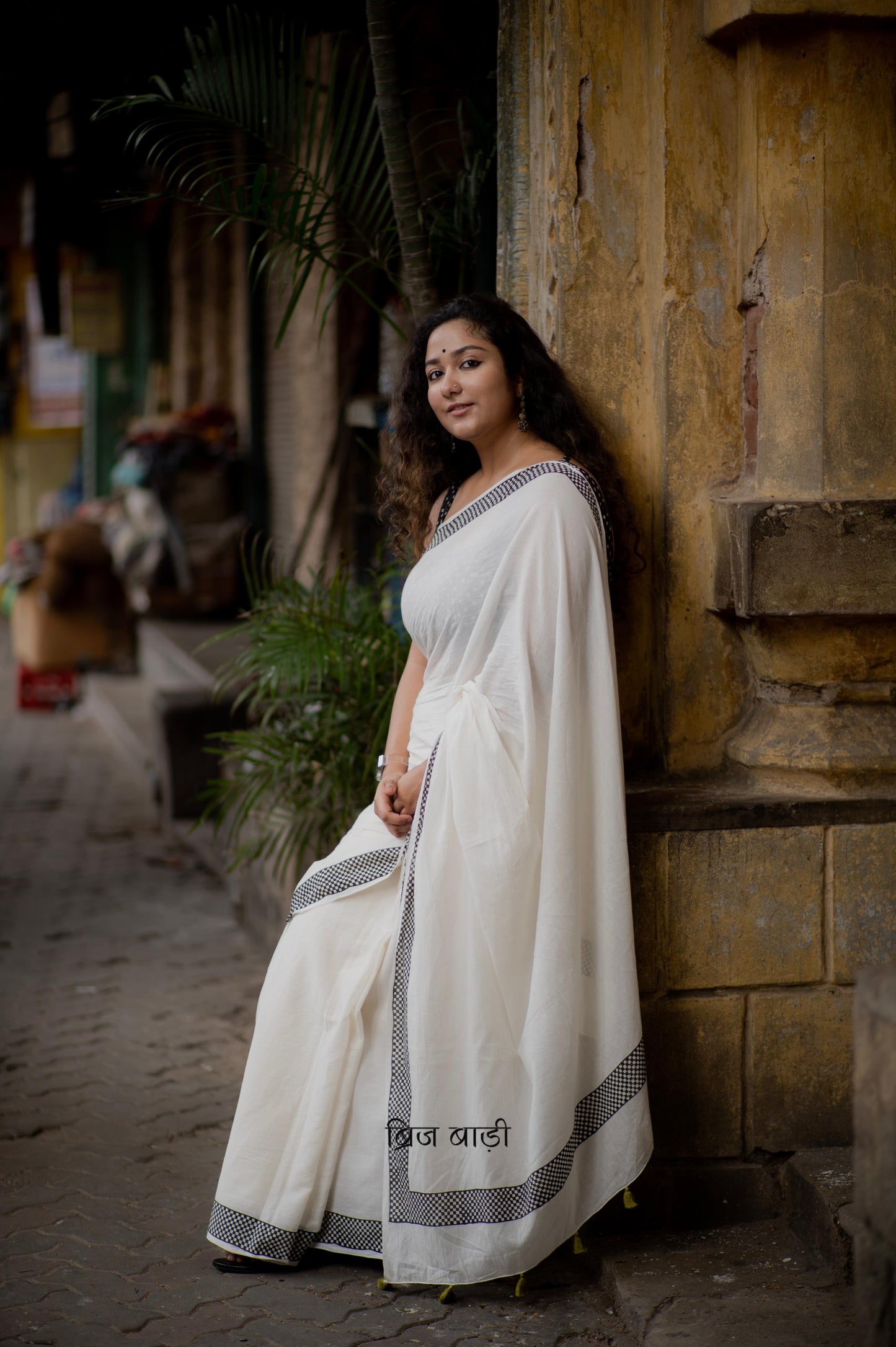 Off white soft cotton hand block printed saree with elegant design, featuring intricate patterns and a comfortable, breathable fabric perfect for any occasion.