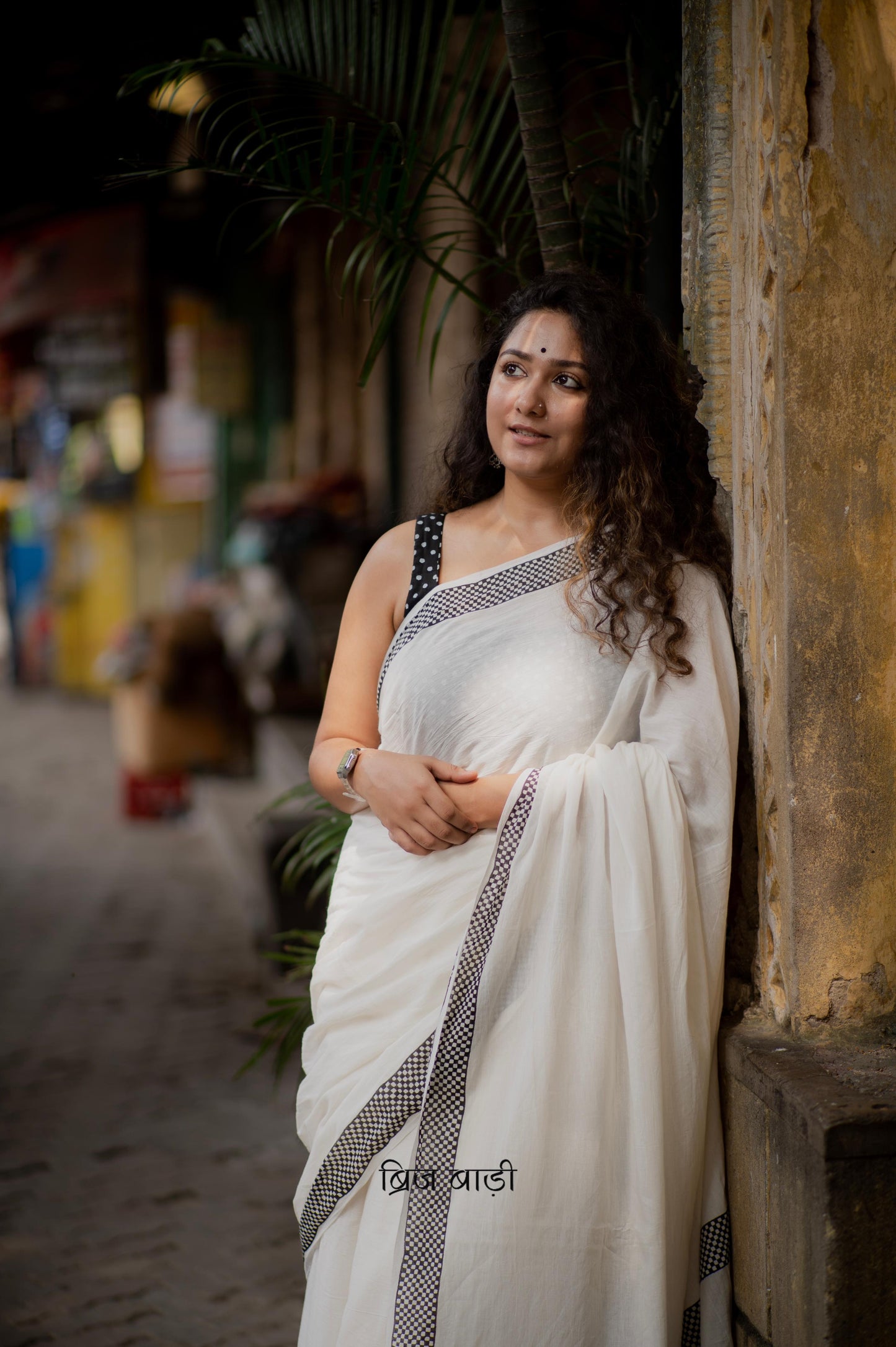 Off white soft cotton hand block printed saree with elegant design, featuring intricate patterns and a comfortable, breathable fabric perfect for any occasion.