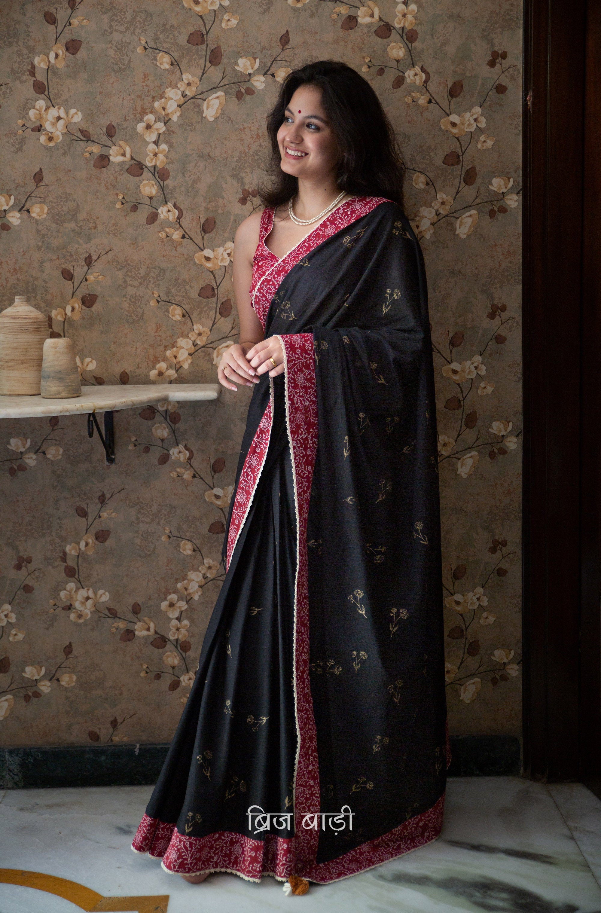 Buy Maroon Swarovski Georgette Designer Saree - Koskii