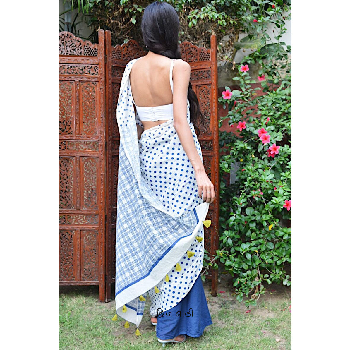 Hand Block Printed cotton mulmul yellow saree for festivities, office, and daily. All day comfort and style