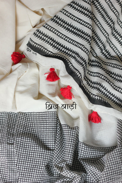 PANKTI- Handcrafted Mulmul Saree